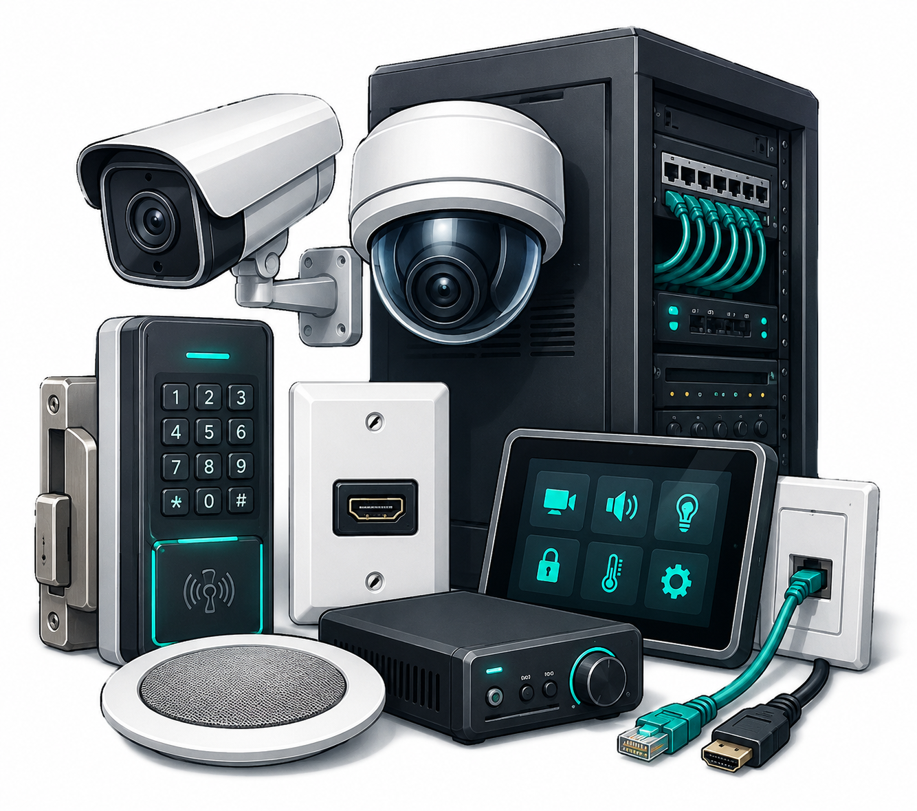 Security AV and low-voltage infrastructure illustration